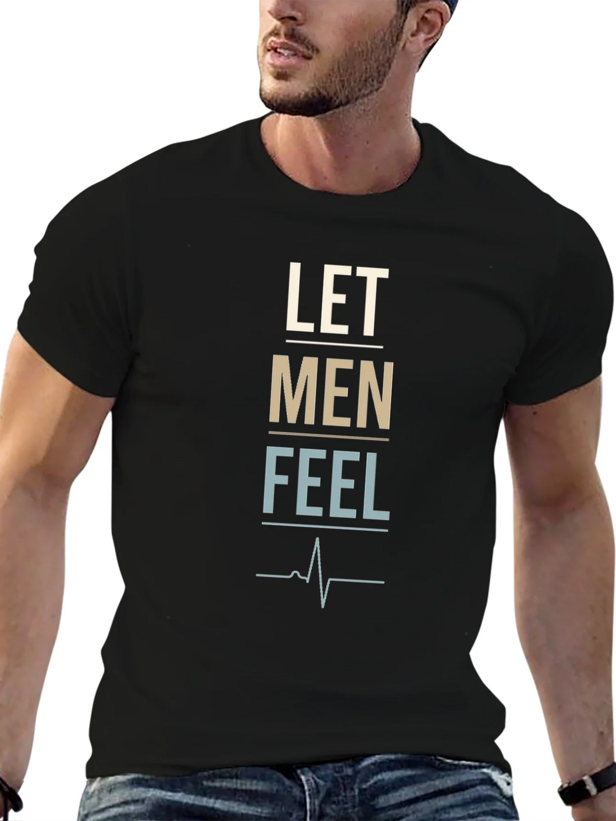Let Men Feel Graphic Tee - Trendy Black T-Shirt product image 6