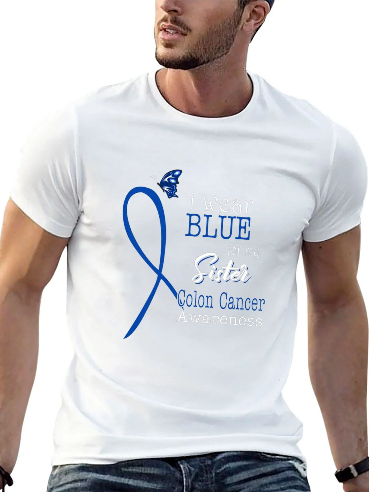 I Wear Blue for My Sister Colon Cancer Awareness T-Shirt product image 12