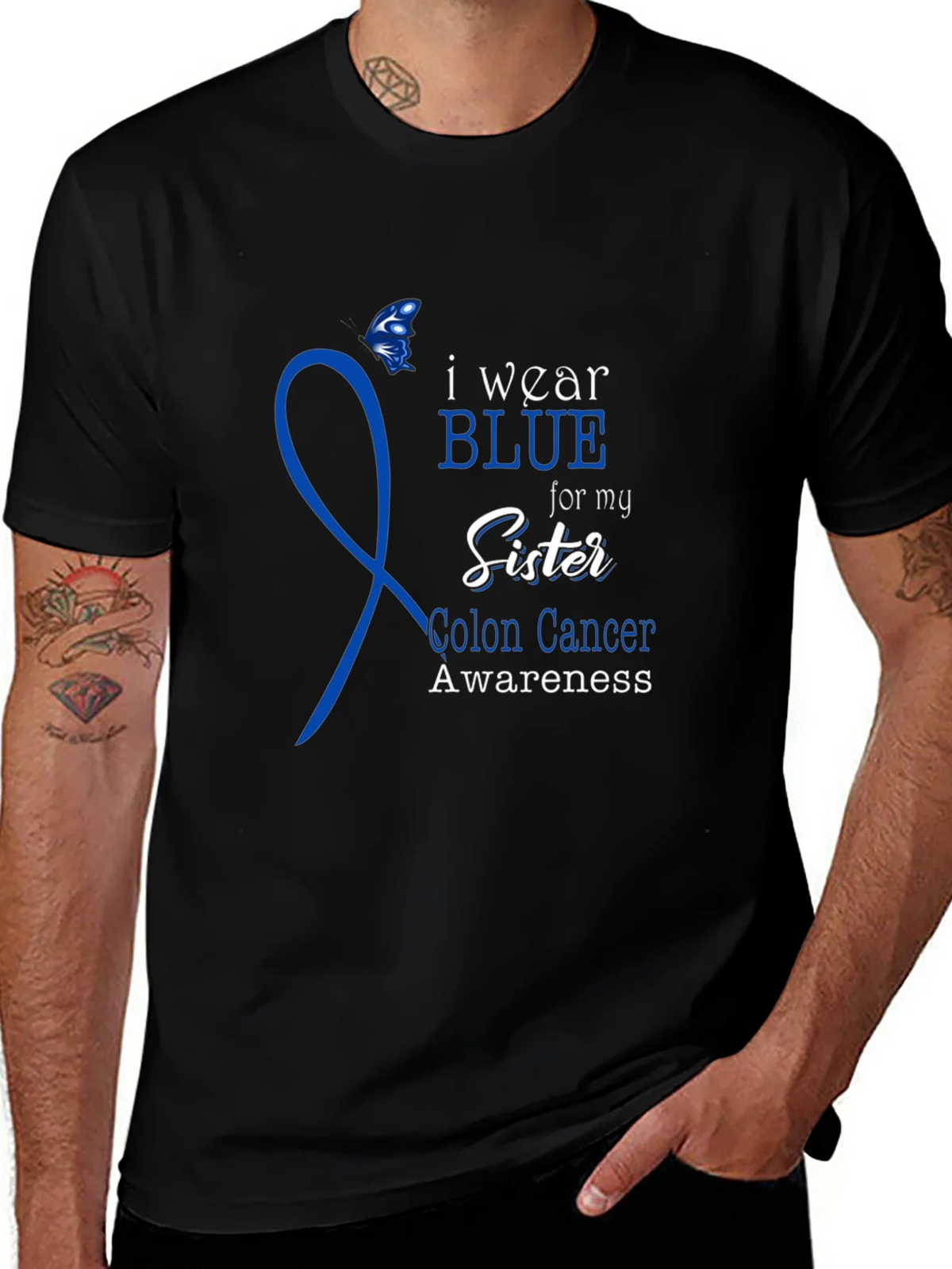 I Wear Blue for My Sister Colon Cancer Awareness T-Shirt product image 1