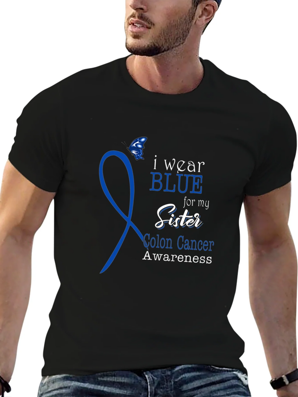 I Wear Blue for My Sister Colon Cancer Awareness T-Shirt product image 6