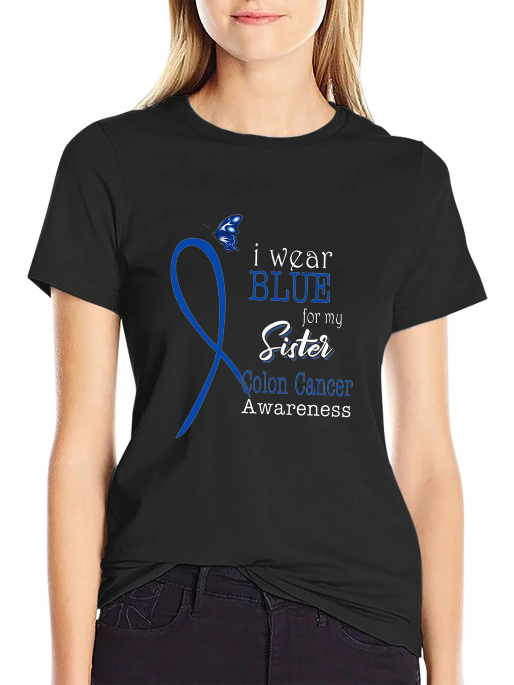 I Wear Blue for My Sister Colon Cancer Awareness T-Shirt product image 2