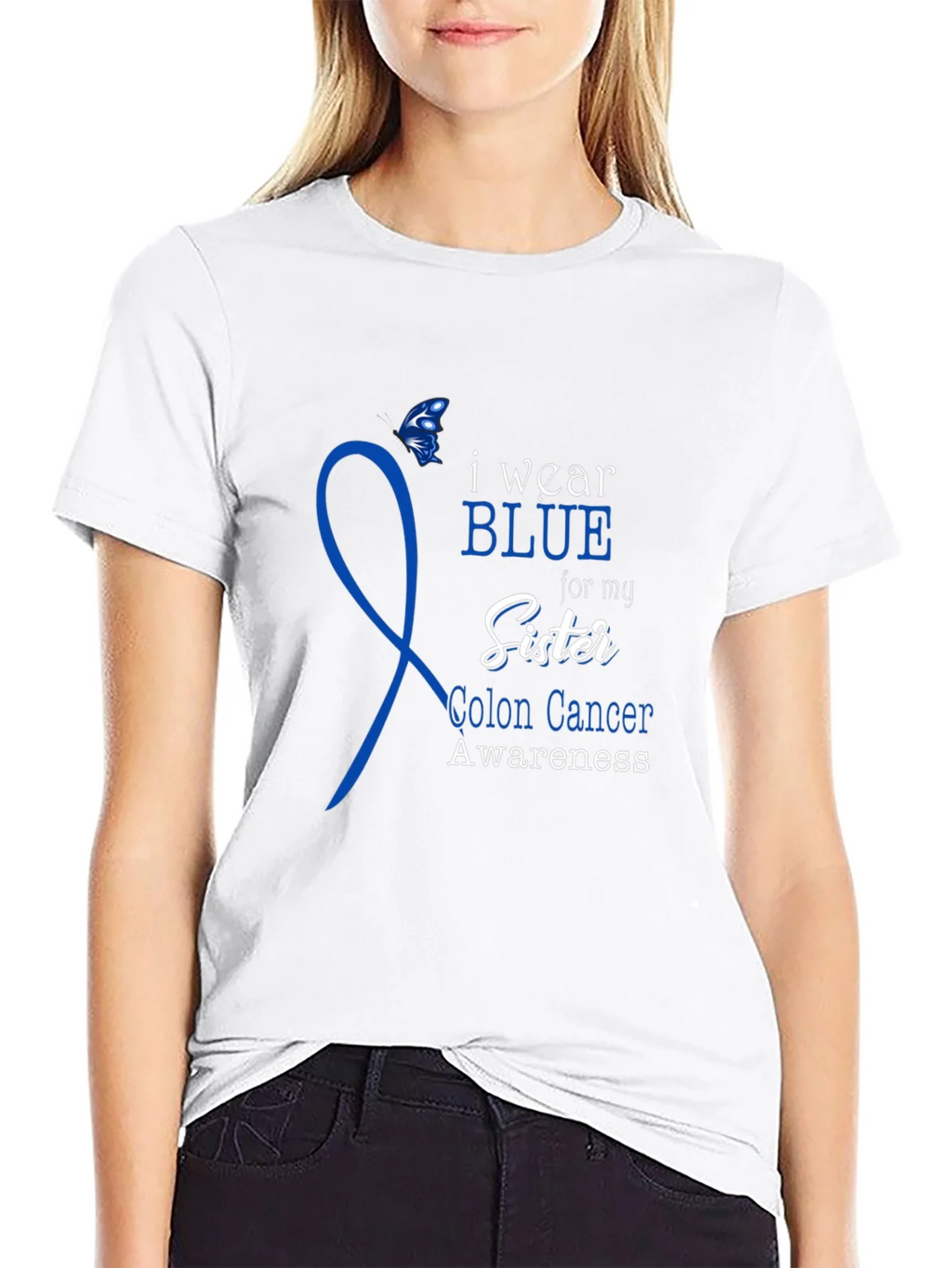 I Wear Blue for My Sister Colon Cancer Awareness T-Shirt product image 8