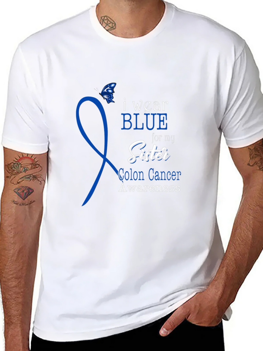 I Wear Blue for My Sister Colon Cancer Awareness T-Shirt product image 7