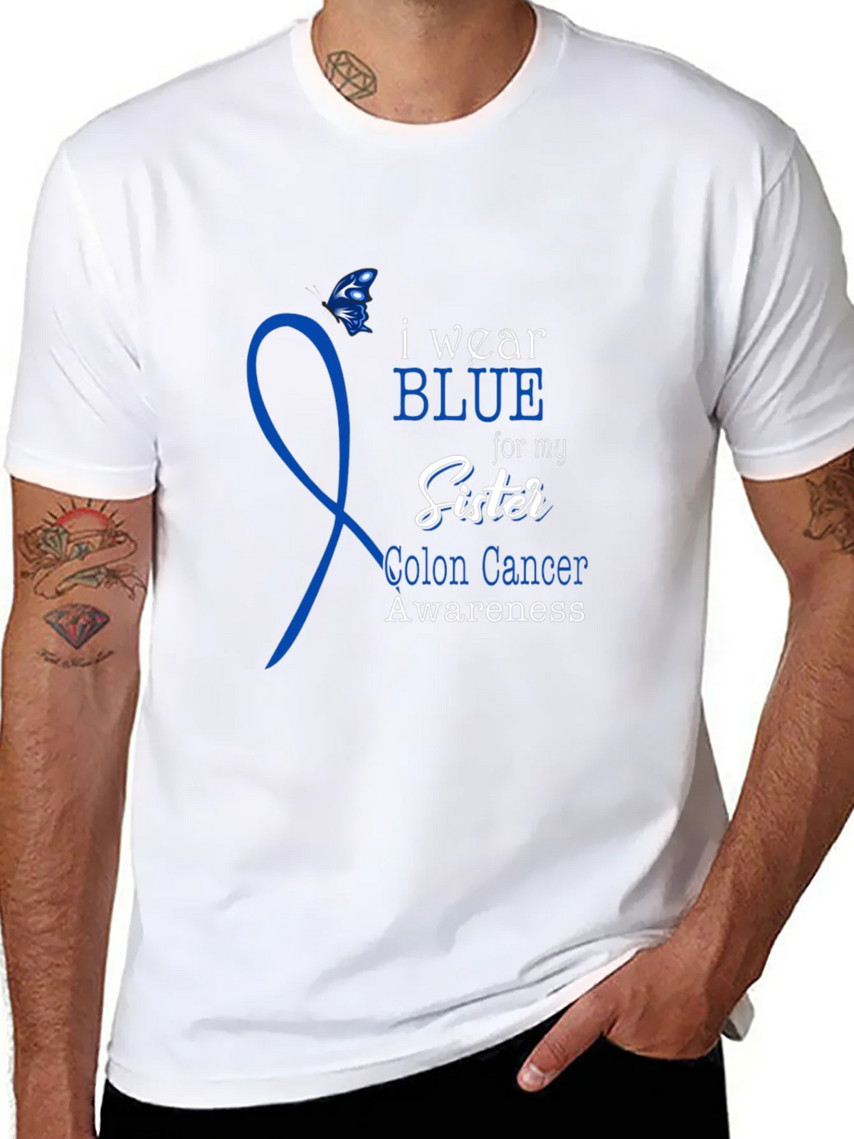 I Wear Blue for My Sister Colon Cancer Awareness T-Shirt product image 7