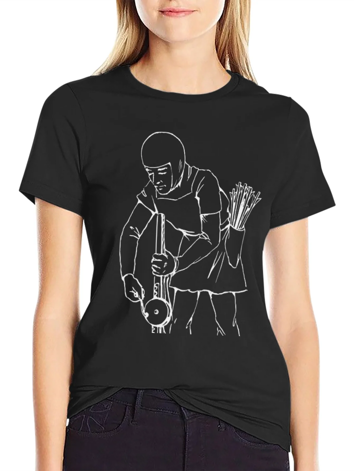 Retro Archer Graphic Tee - Black Cotton T-Shirt product image 2