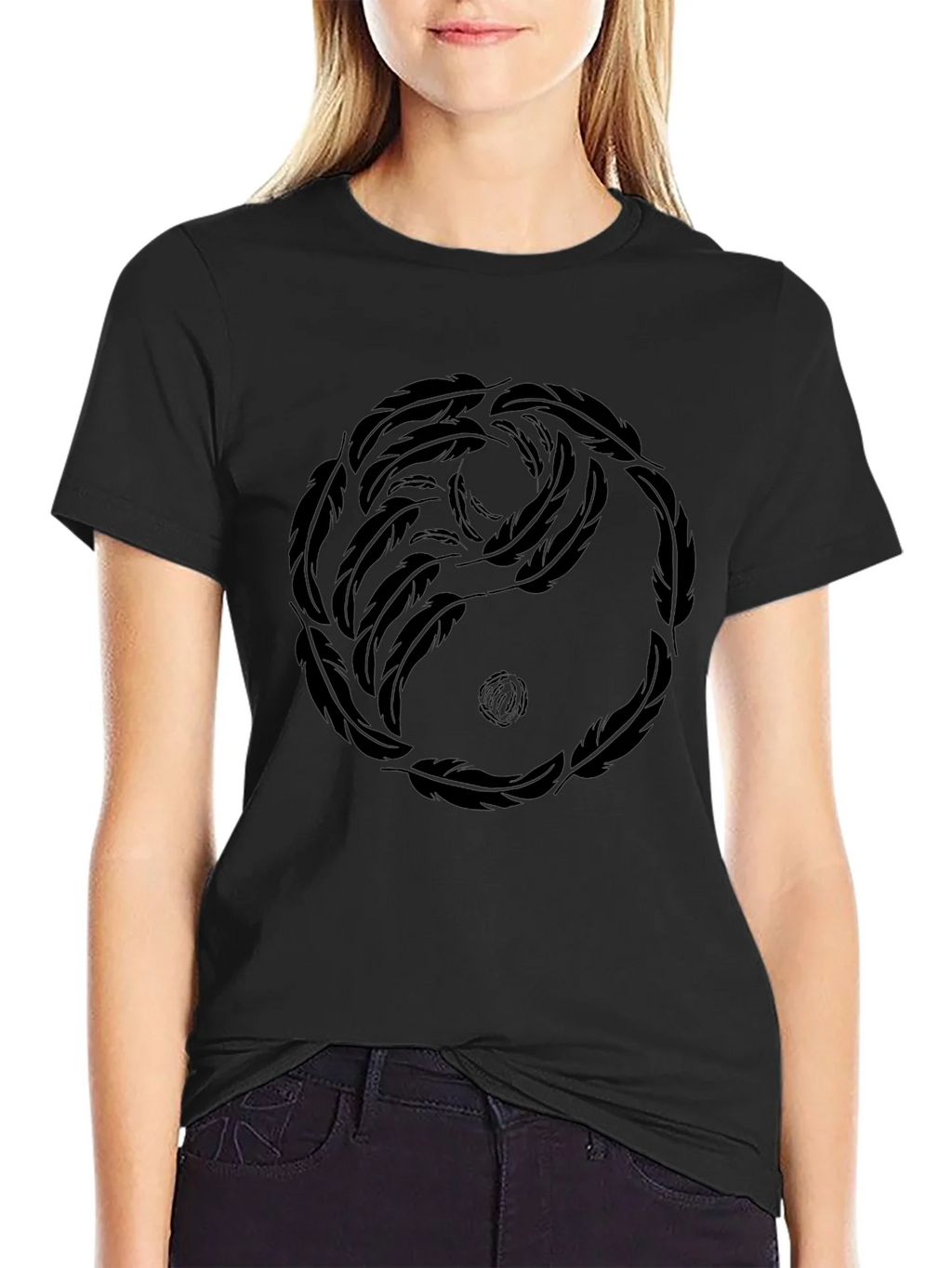 Yin Yang Feather Graphic Tee - Casual Comfort product image 2