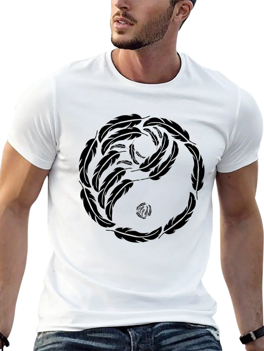 Yin Yang Feather Graphic Tee - Casual Comfort product image 12
