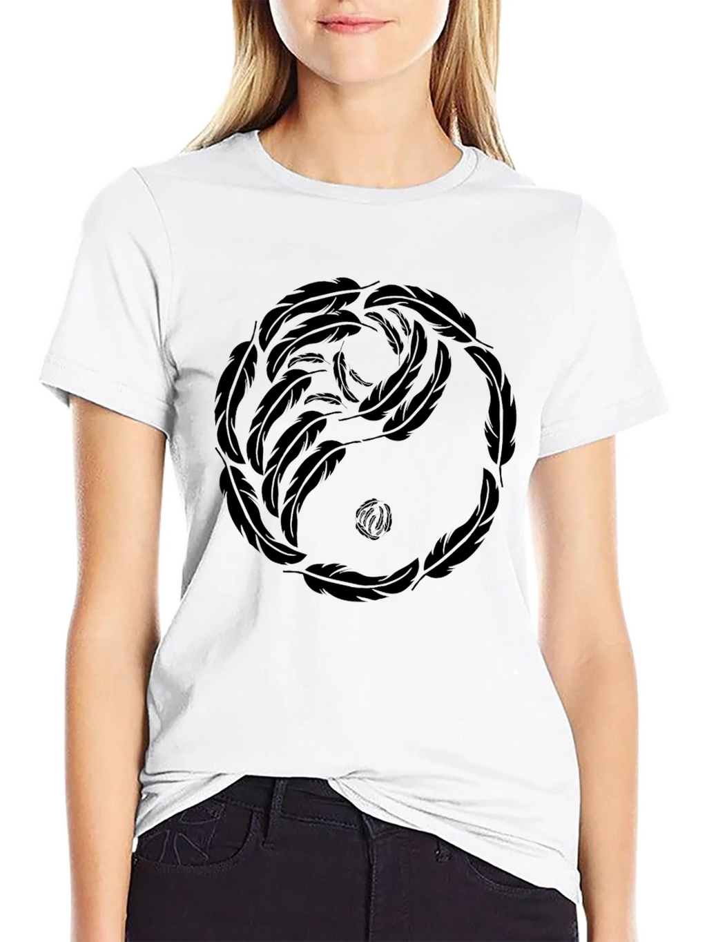 Yin Yang Feather Graphic Tee - Casual Comfort product image 8