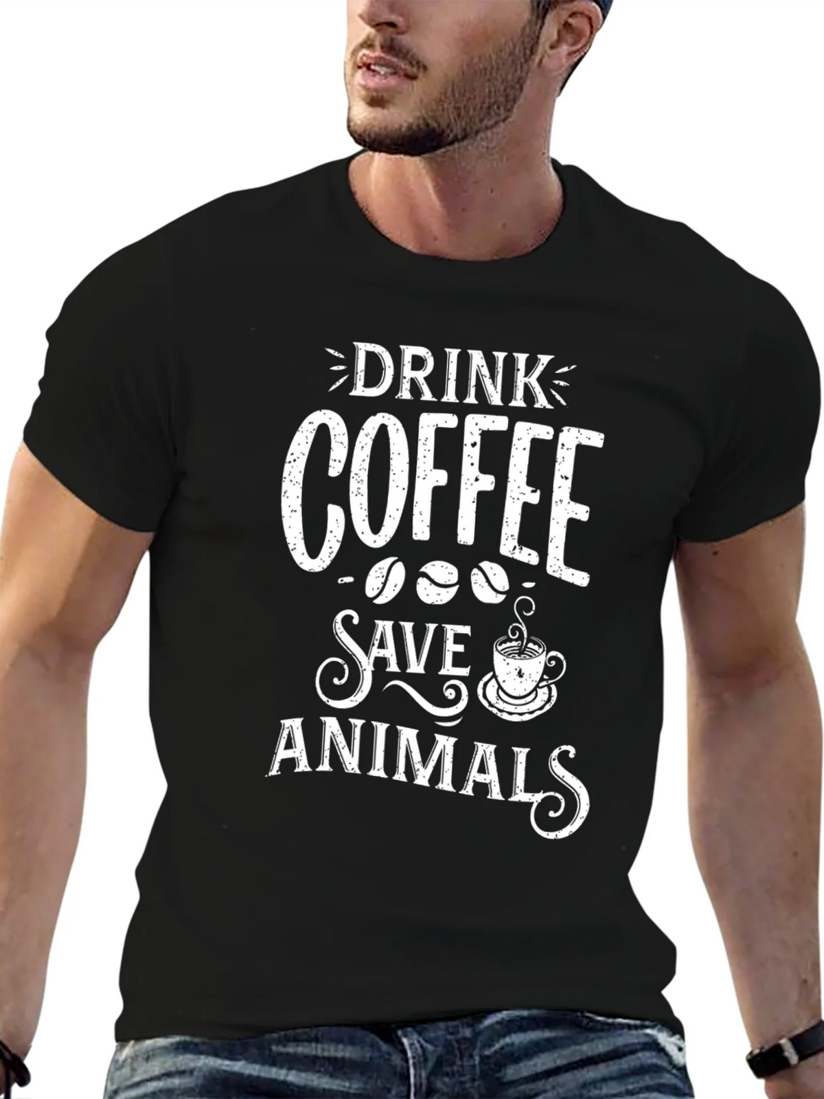 Drink Coffee Save Animals T-Shirt Novelty Top product image 6