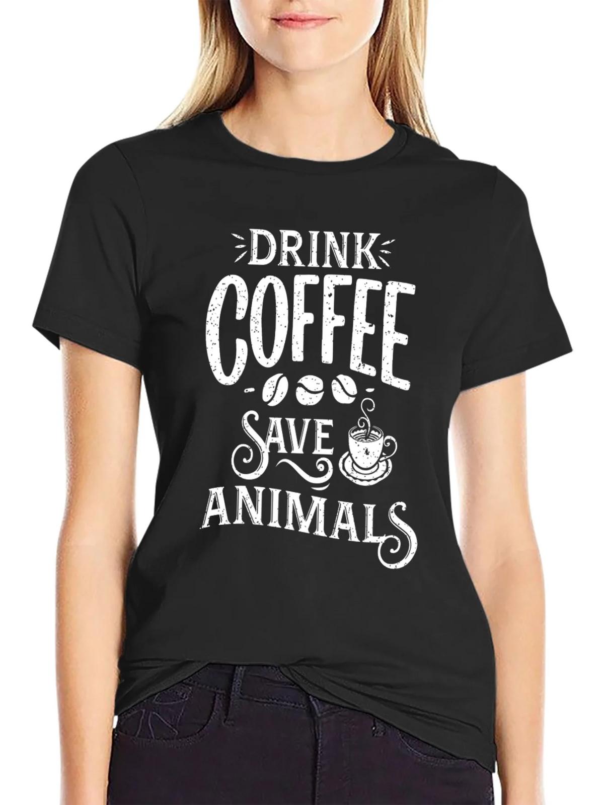 Drink Coffee Save Animals T-Shirt Novelty Top product image 2