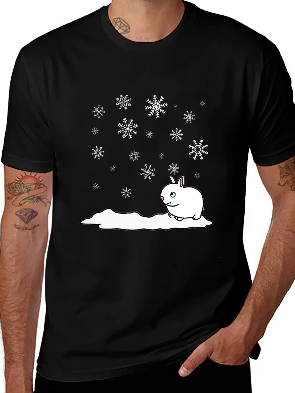 Winter Rabbit T-Shirt - Black Cotton Blend product image 1