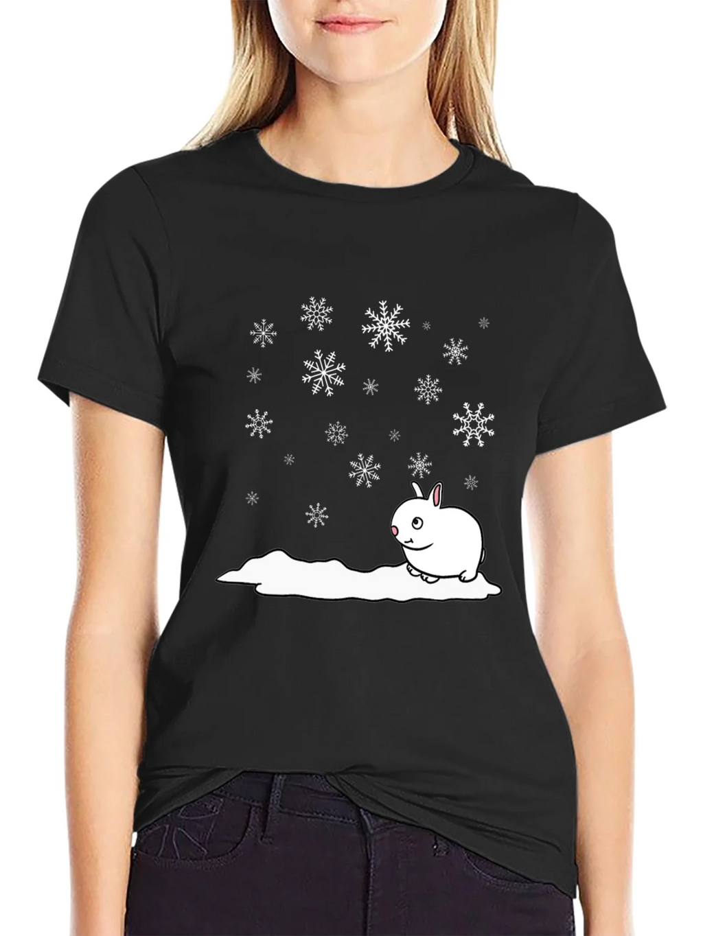 Winter Rabbit T-Shirt - Black Cotton Blend product image 2