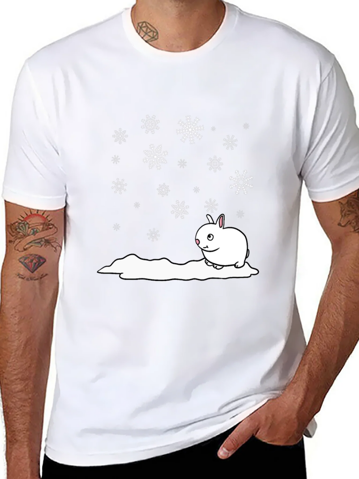 Winter Rabbit T-Shirt - Black Cotton Blend product image 7