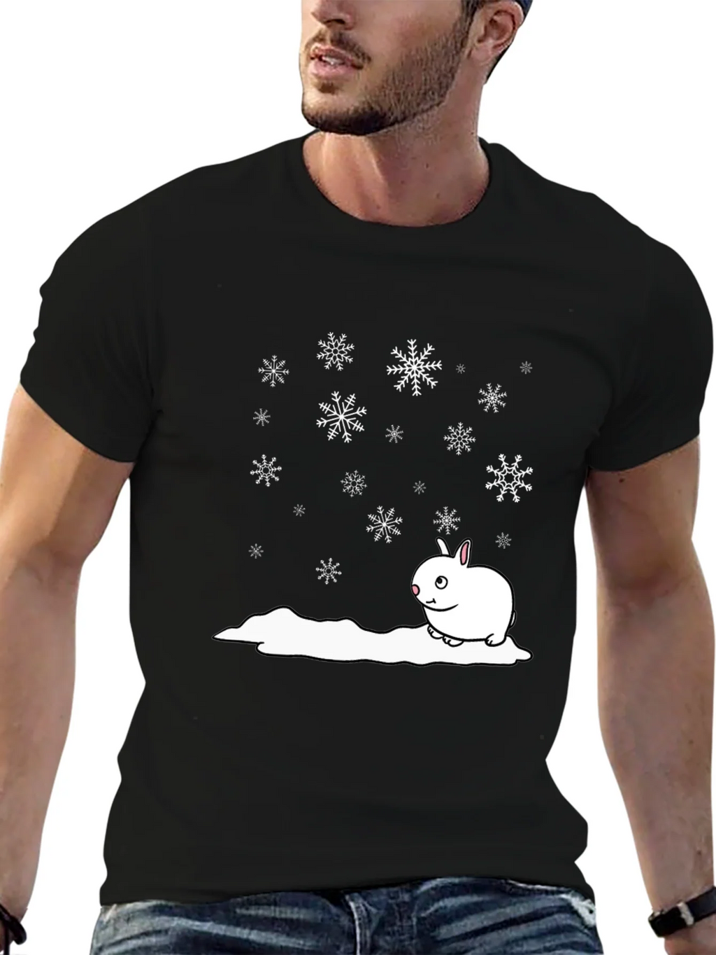 Winter Rabbit T-Shirt - Black Cotton Blend product image 6