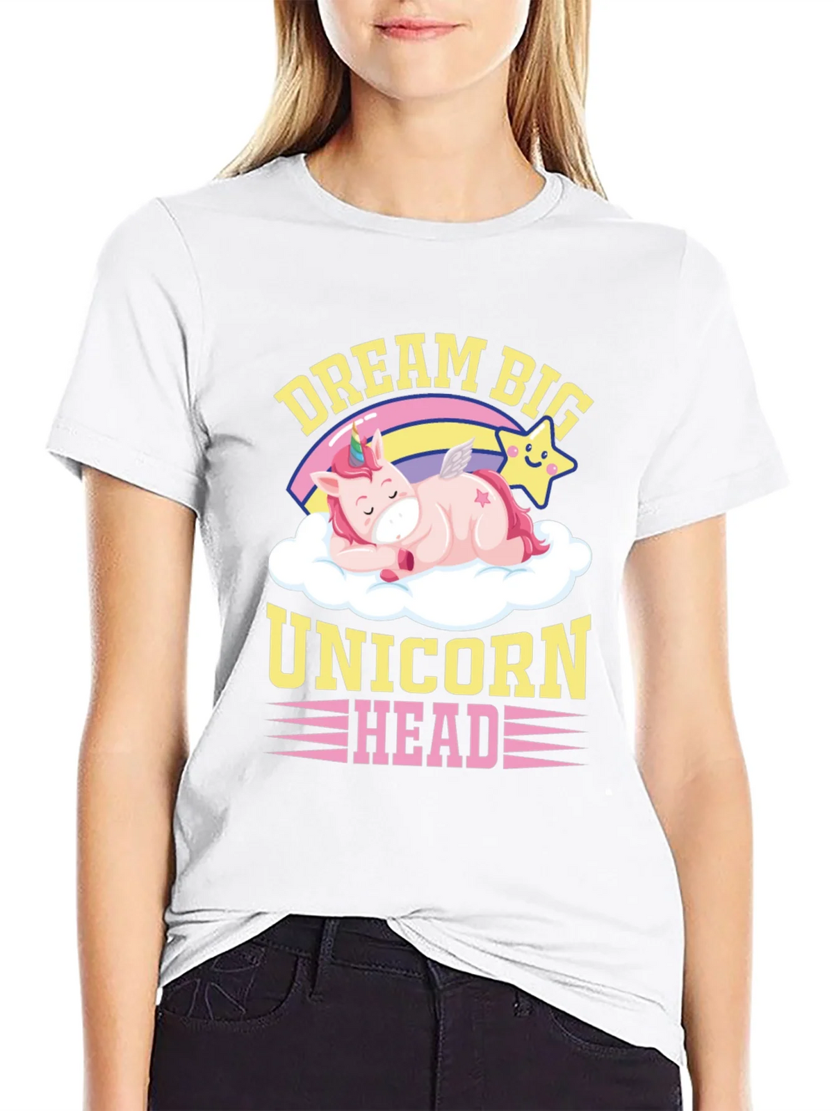 Dream Big Unicorn Head Graphic T-Shirt product image 8