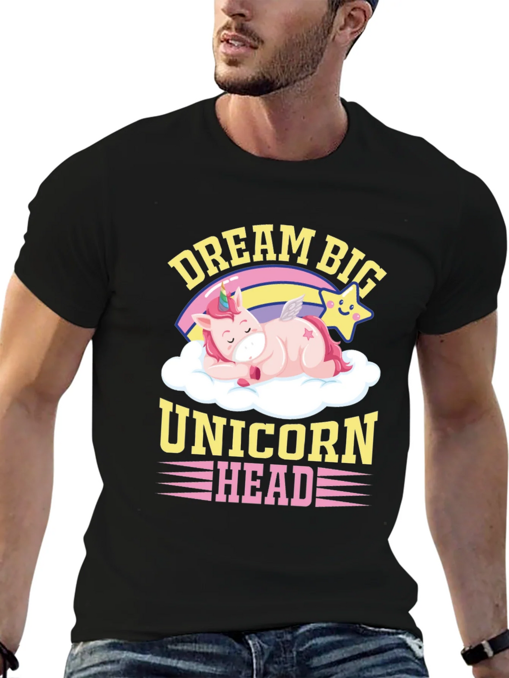 Dream Big Unicorn Head Graphic T-Shirt product image 6