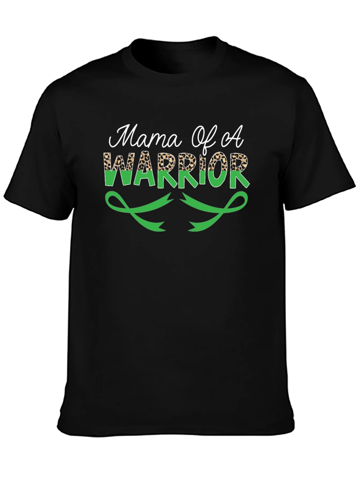 Mama Of A Warrior T-Shirt Green Ribbon Leopard Print product image 2