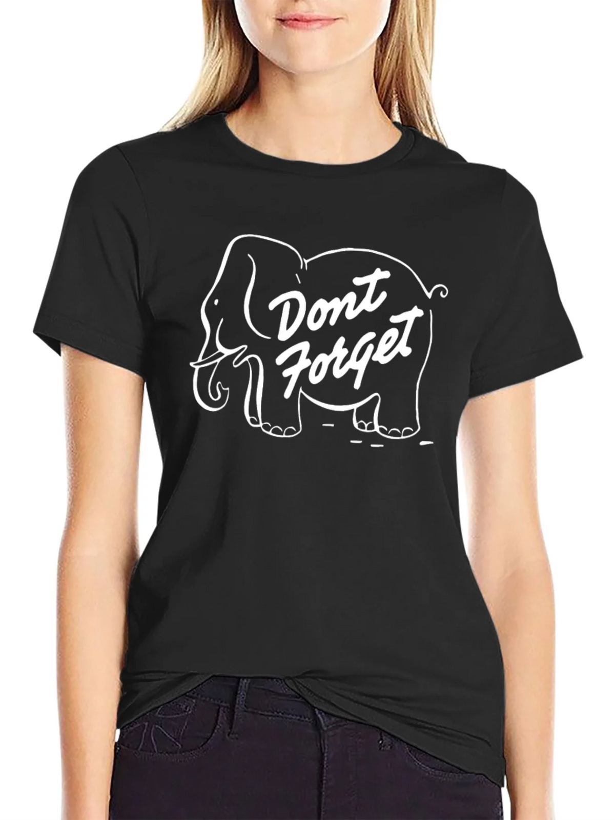 Dont Forget Elephant T-Shirt - Black Crew Neck Tee product image 2