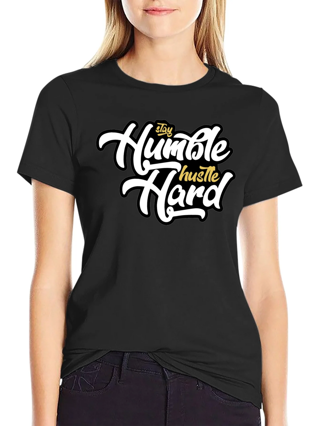 Stay Humble Hustle Hard Black T-Shirt product image 2