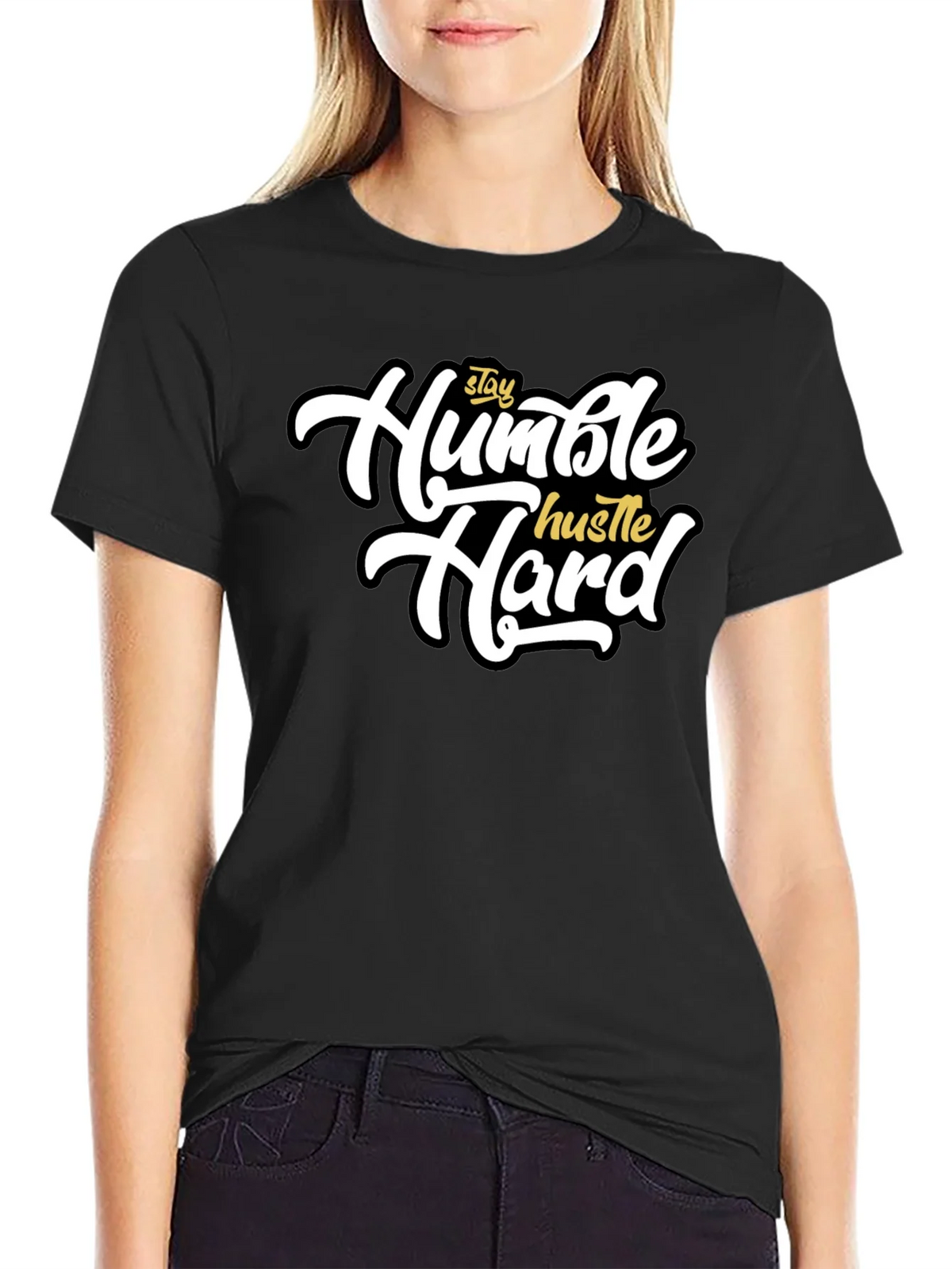 Stay Humble Hustle Hard Black T-Shirt product image 2