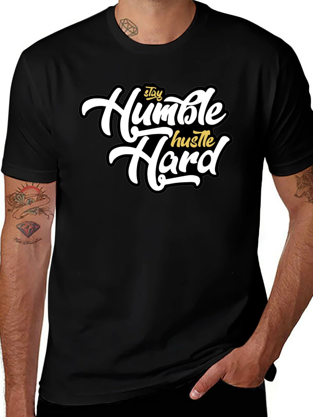 Stay Humble Hustle Hard Black T-Shirt product image 1