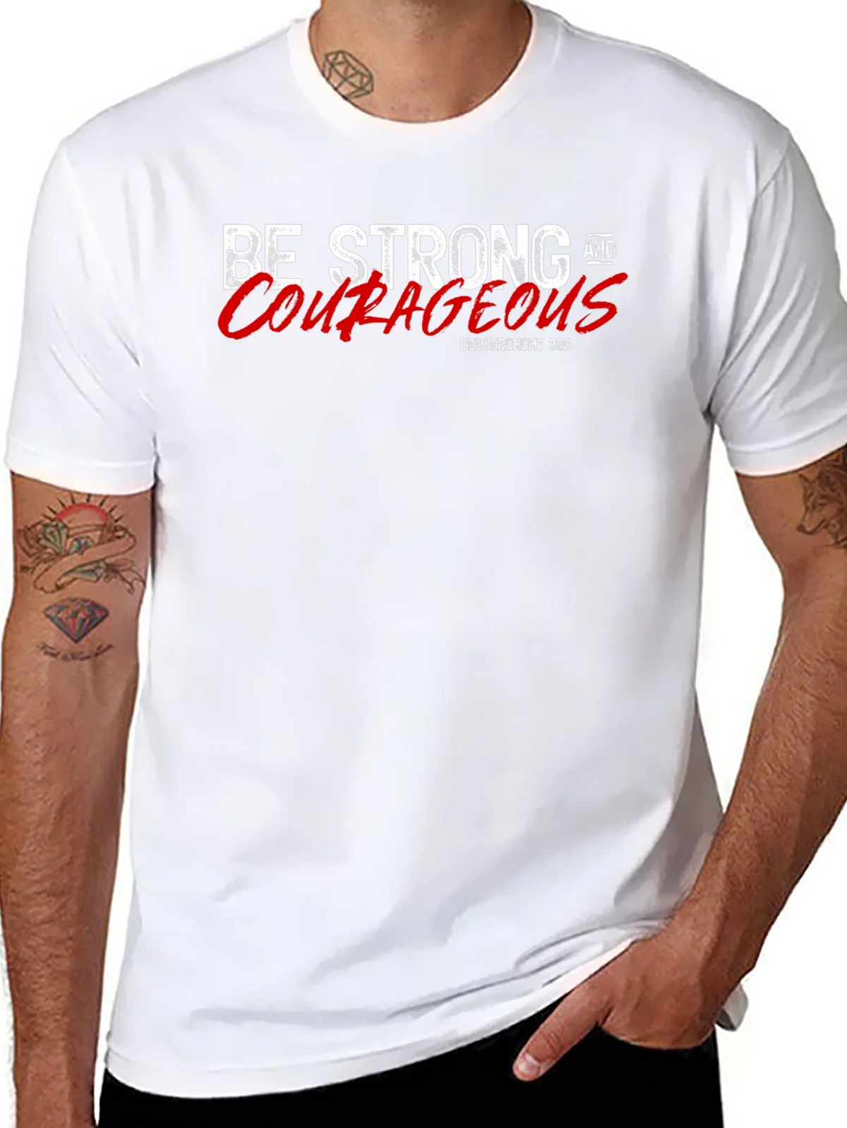 Be Strong and Courageous Black T-Shirt product image 7