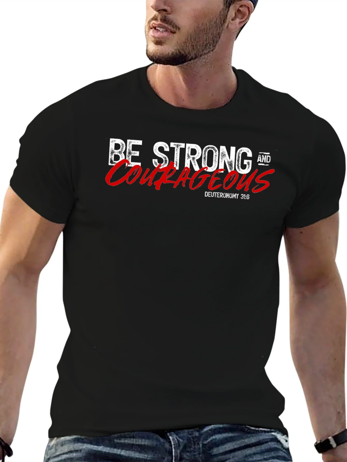 Be Strong and Courageous Black T-Shirt product image 6