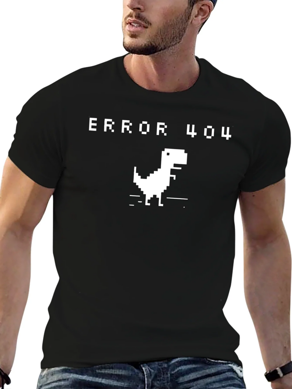 Error 404 Dinosaur Black T-Shirt product image 5