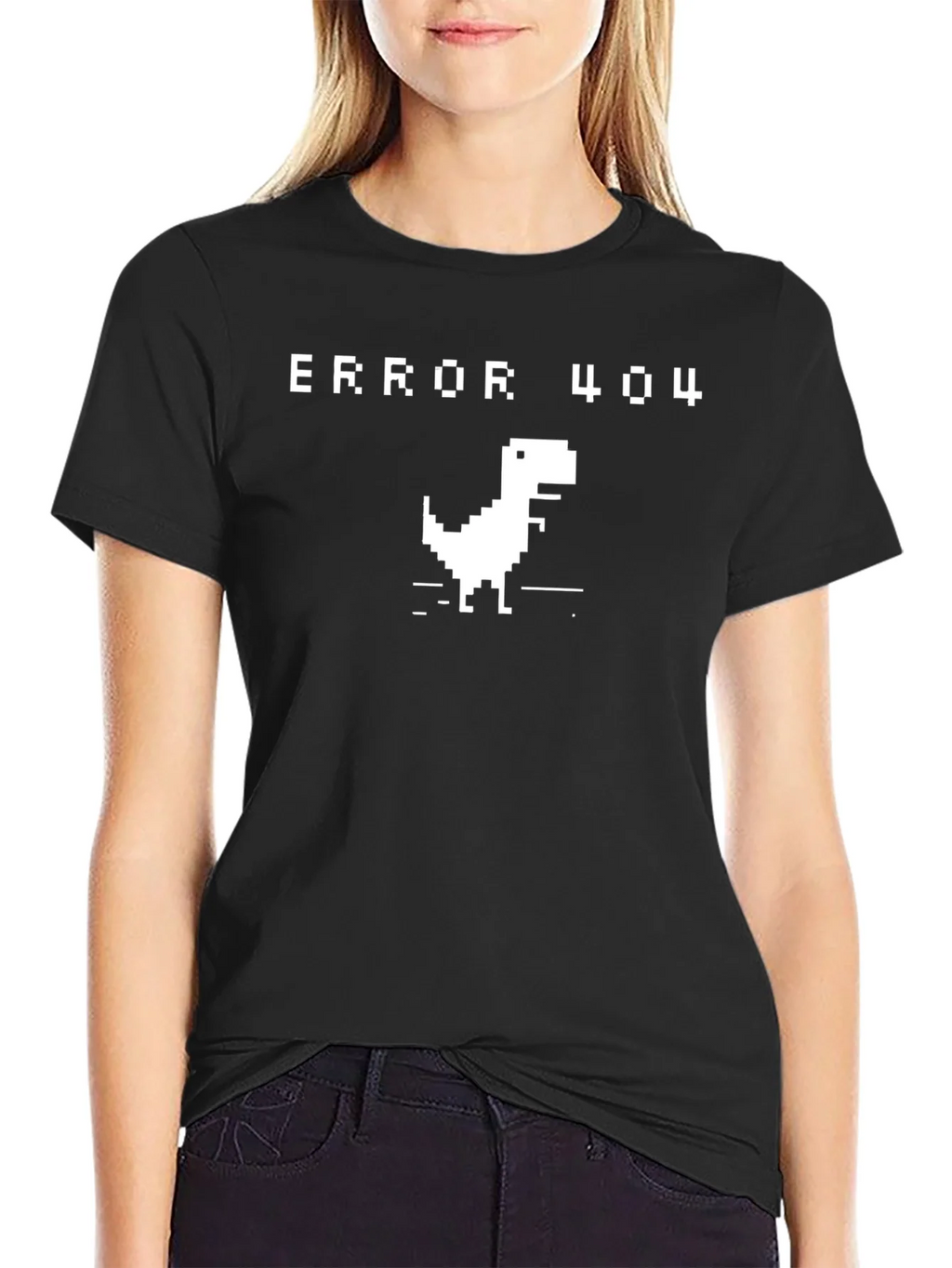 Error 404 Dinosaur Black T-Shirt product image 2