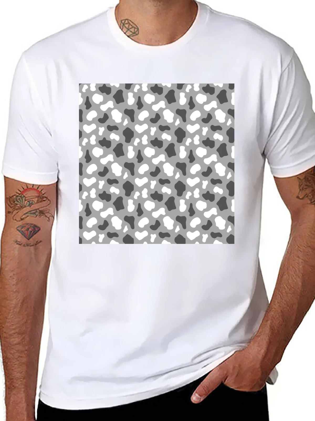 Trendy Camo Print Mens Black T-Shirt product image 7