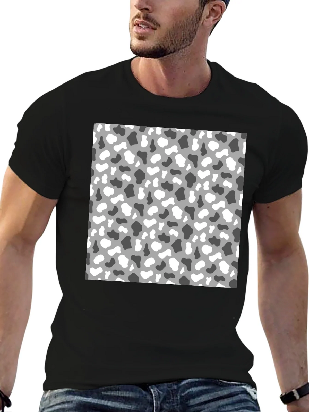 Trendy Camo Print Mens Black T-Shirt product image 6