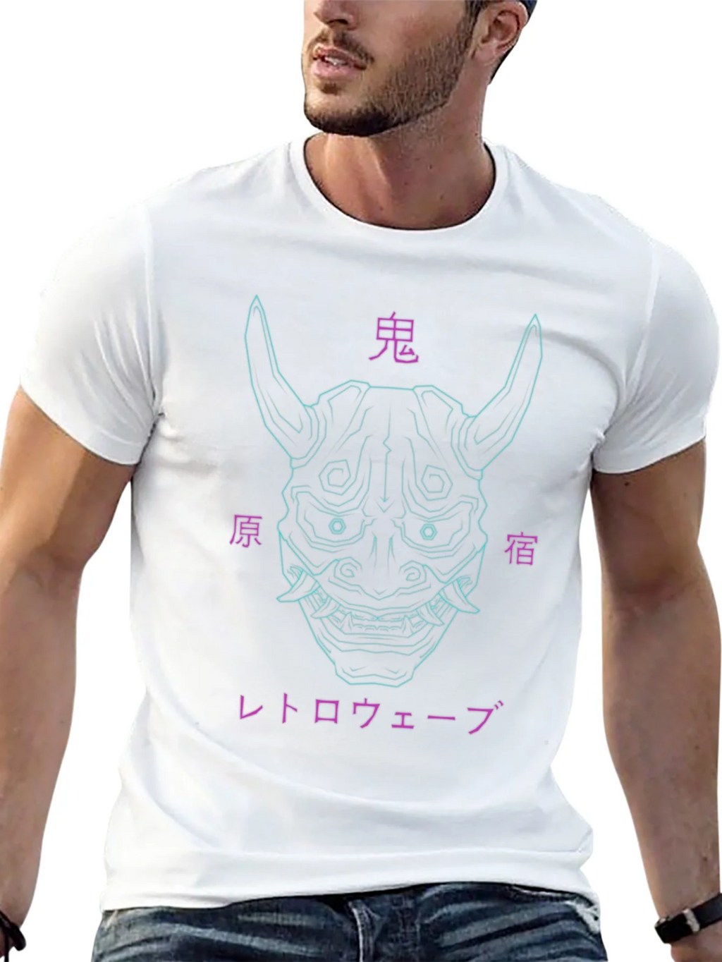 Cyberpunk Oni Mask Graphic Tee product image 5