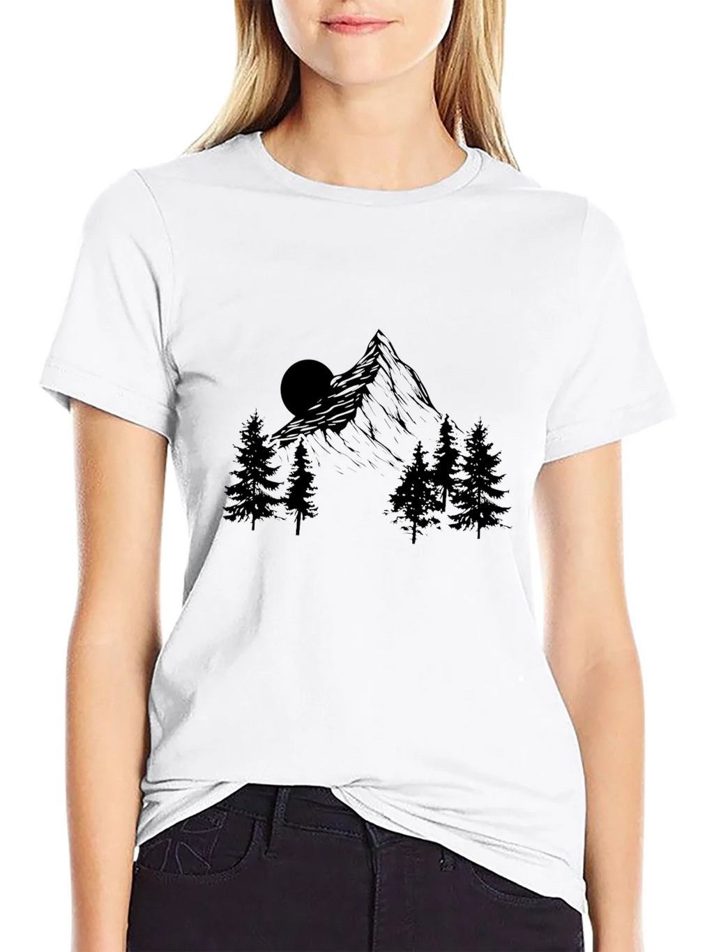 Mountain Scene Graphic Print Black T-Shirt product image 7