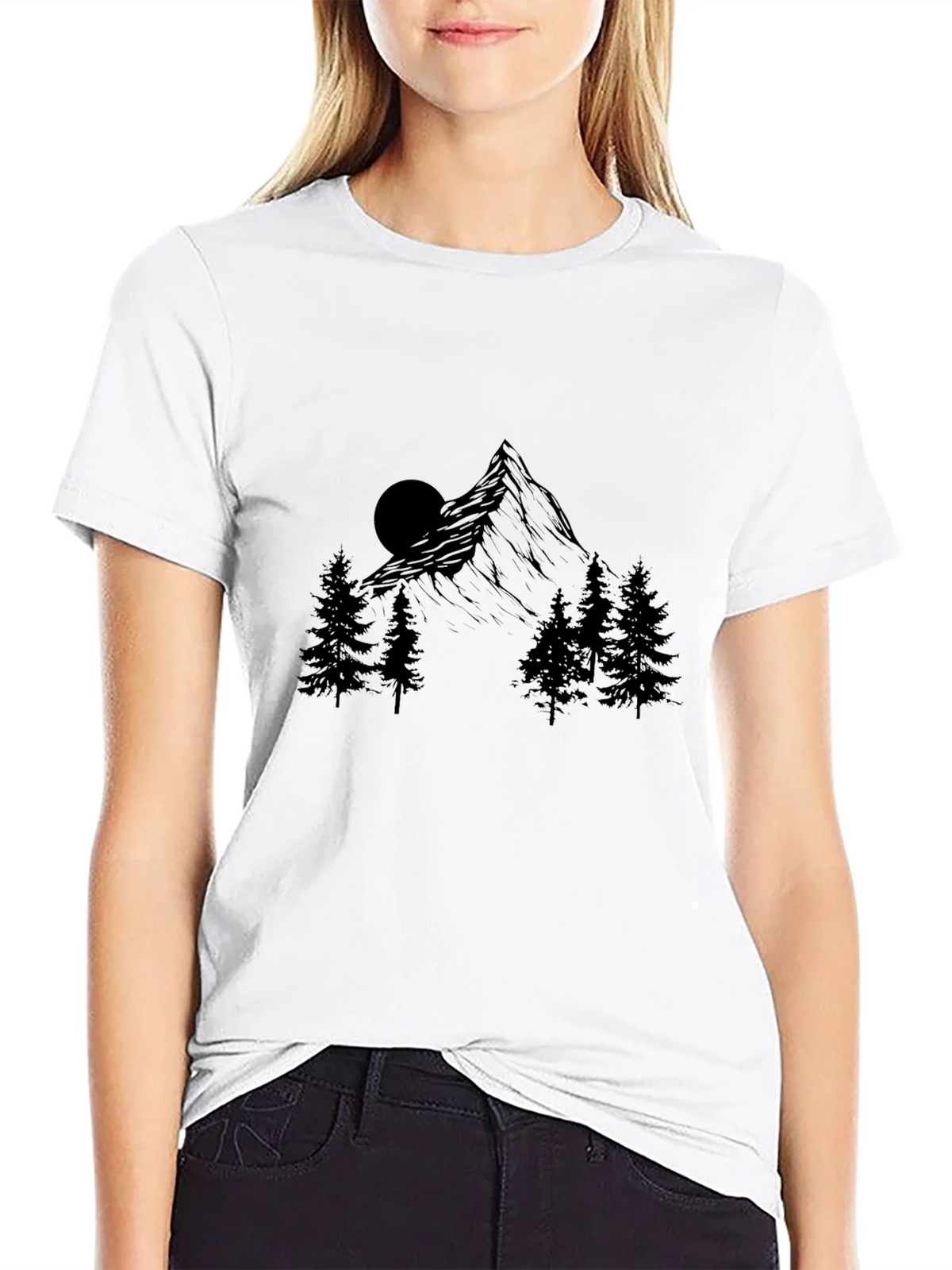 Mountain Scene Graphic Print Black T-Shirt product image 7