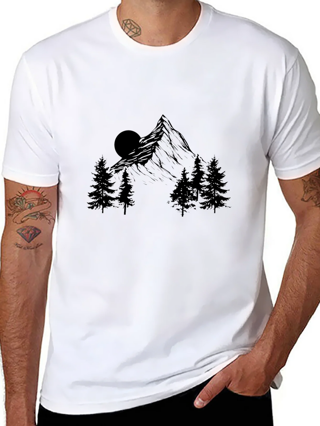 Mountain Scene Graphic Print Black T-Shirt product image 6