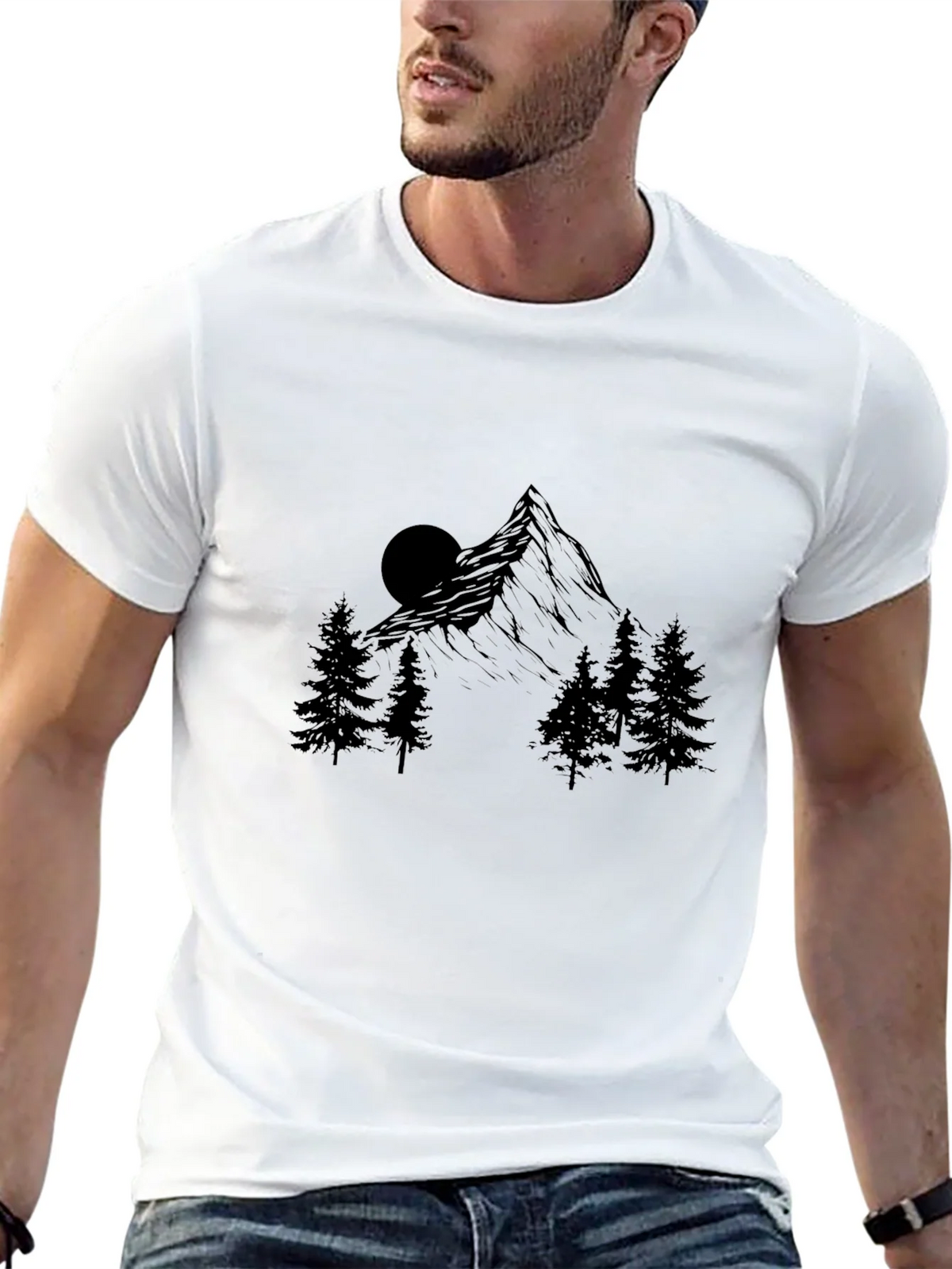 Mountain Scene Graphic Print Black T-Shirt product image 11