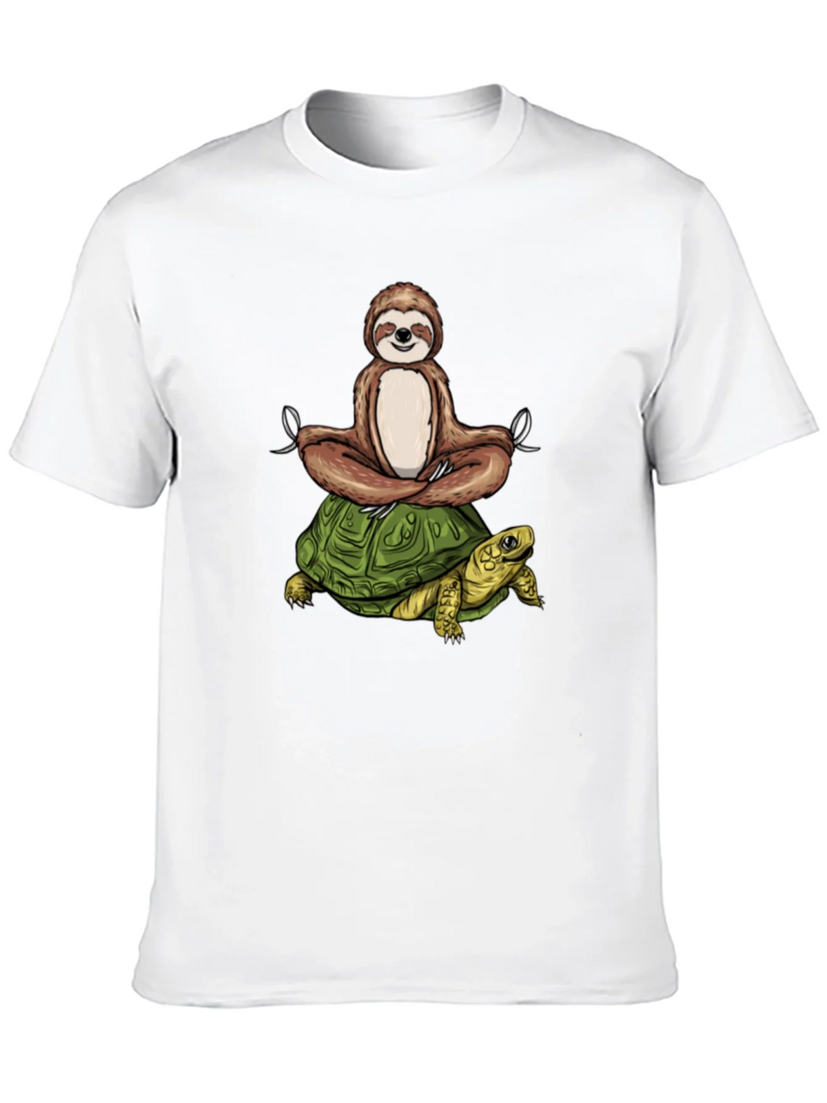 Sloth Meditating on Turtle Graphic Tee product image 6