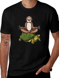 Sloth Meditating on Turtle Graphic Tee product image 1