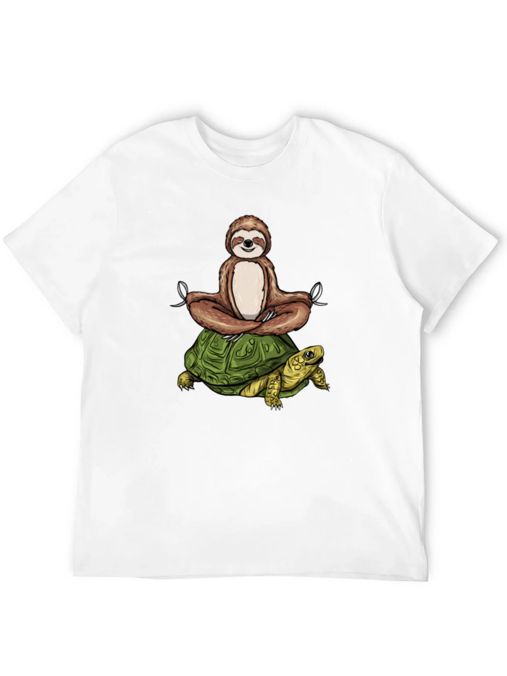 Sloth Meditating on Turtle Graphic Tee product image 8