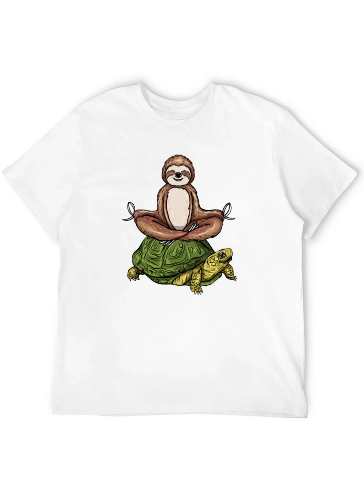 Sloth Meditating on Turtle Graphic Tee product image 8