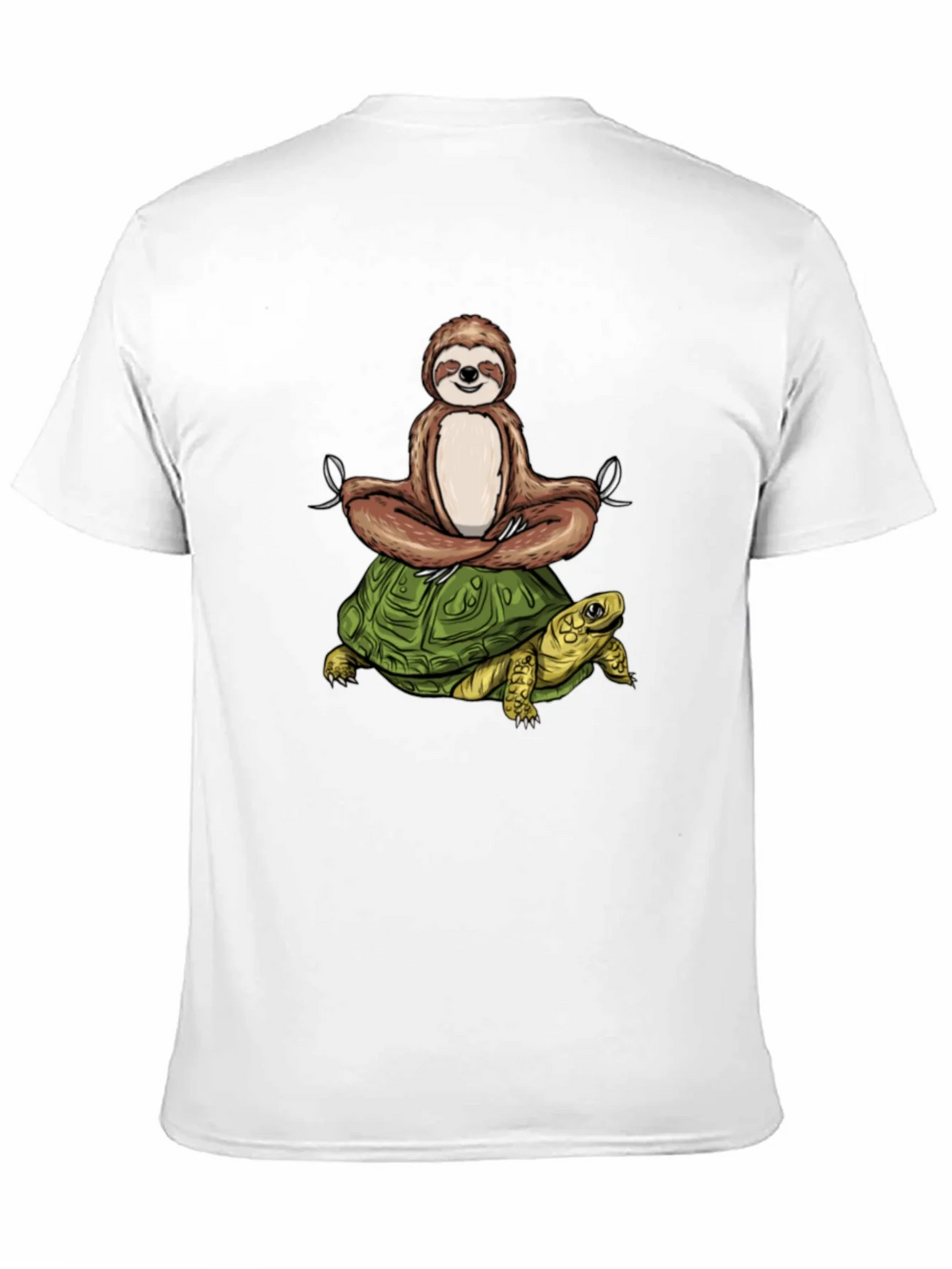 Sloth Meditating on Turtle Graphic Tee product image 7