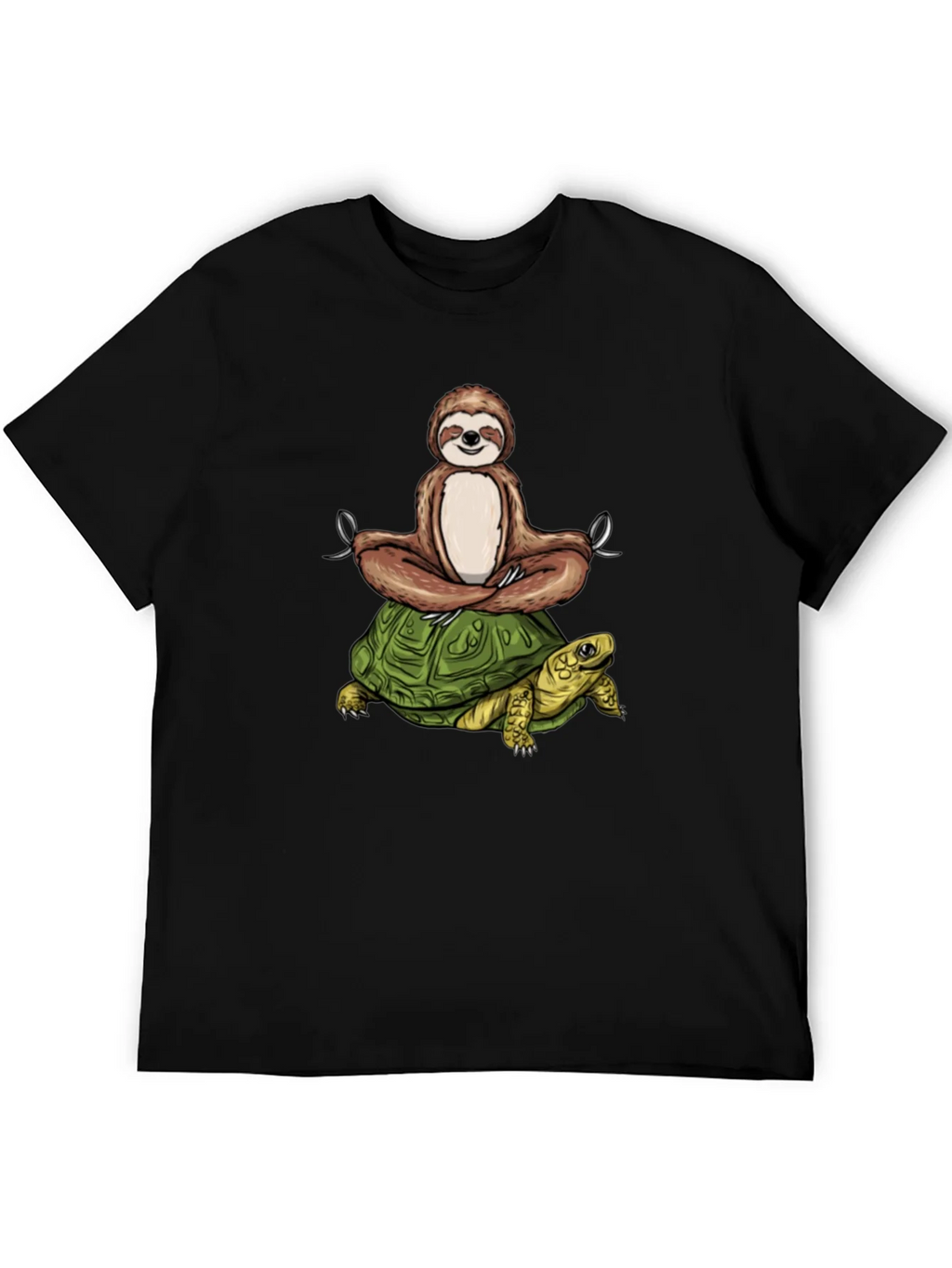 Sloth Meditating on Turtle Graphic Tee product image 3