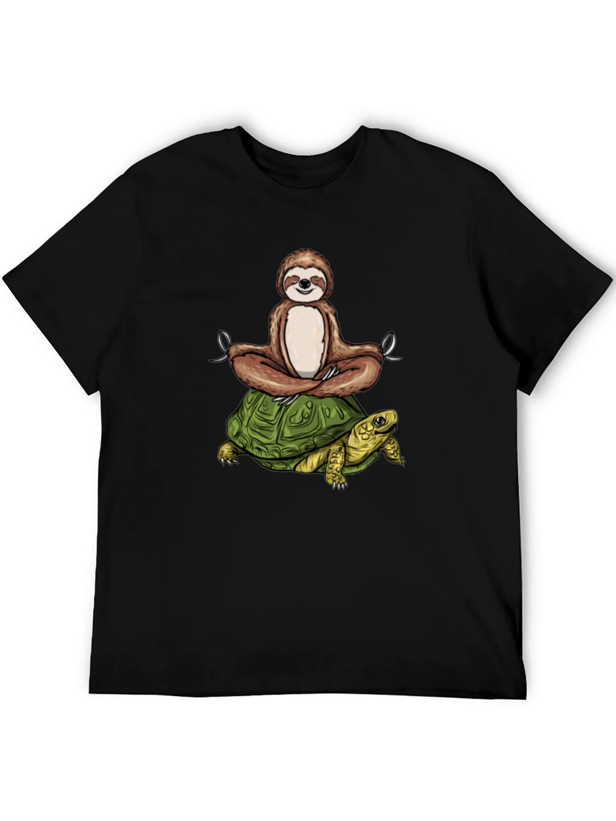 Sloth Meditating on Turtle Graphic Tee product image 3