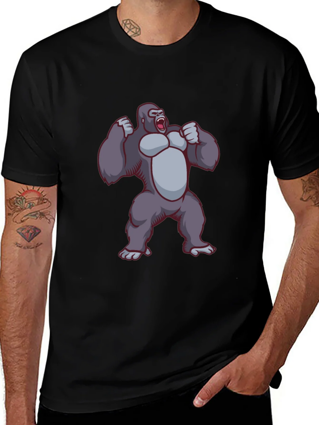 Gorilla Graphic Tee - Black Crew Neck T-Shirt product image 1