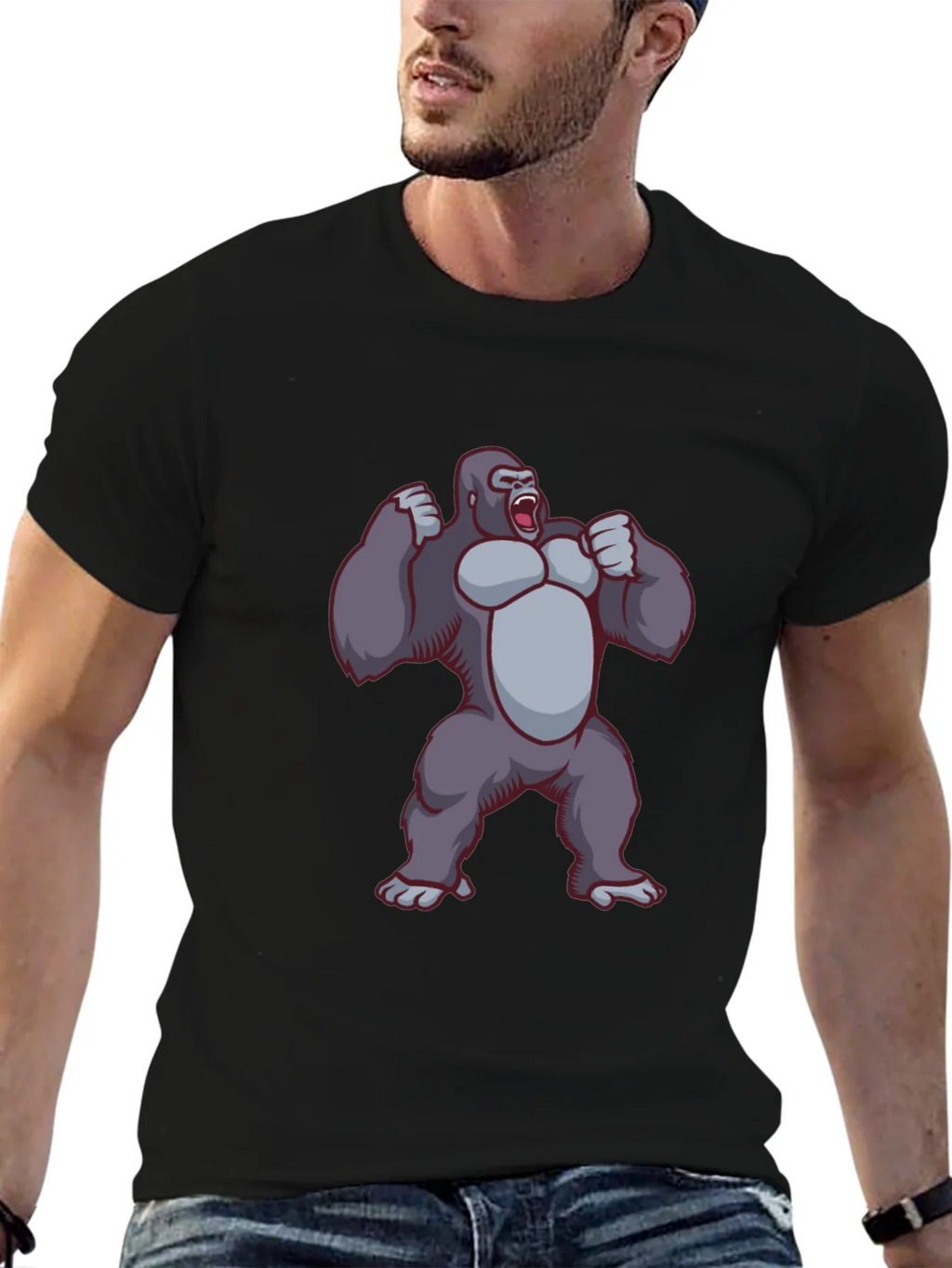 Gorilla Graphic Tee - Black Crew Neck T-Shirt product image 6