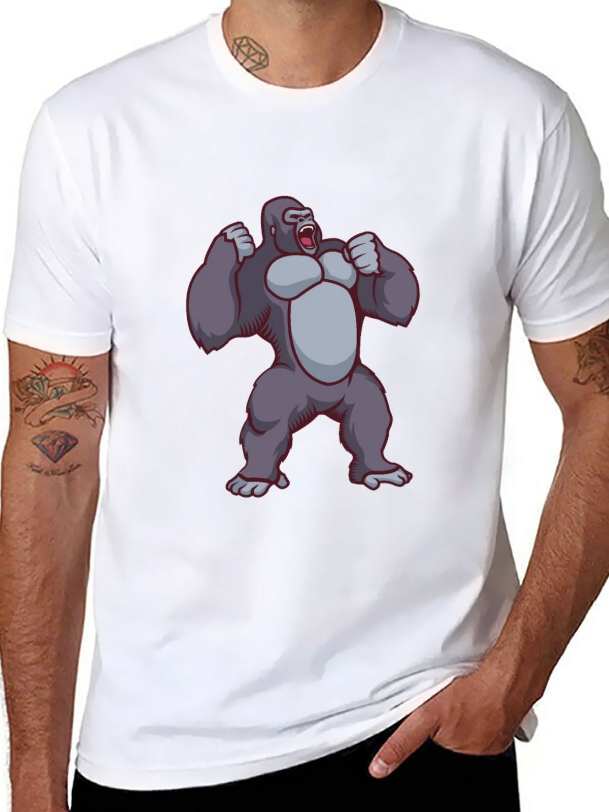 Gorilla Graphic Tee - Black Crew Neck T-Shirt product image 7