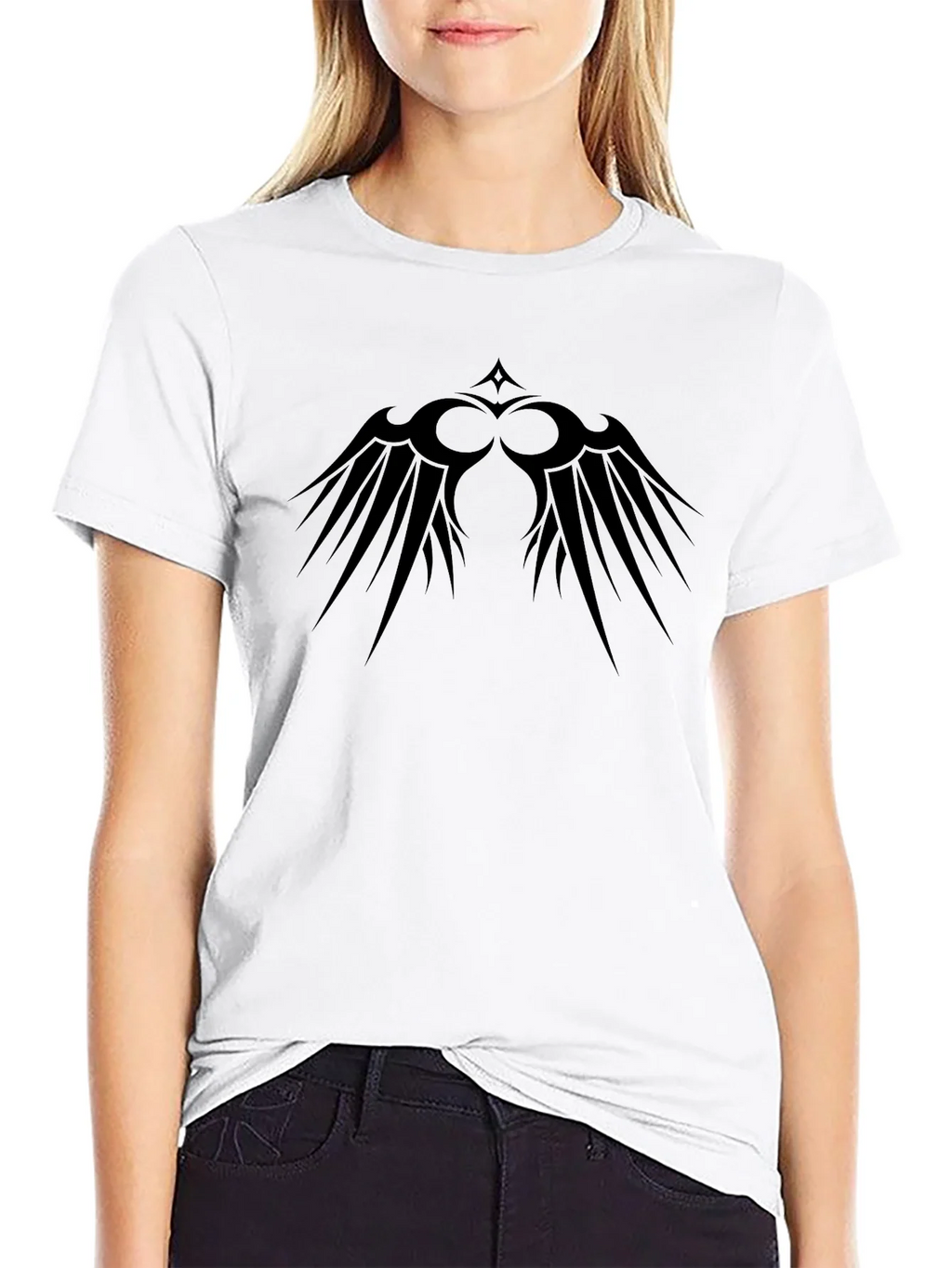 Black Graphic Tee - Tribal Wings Design product image 8