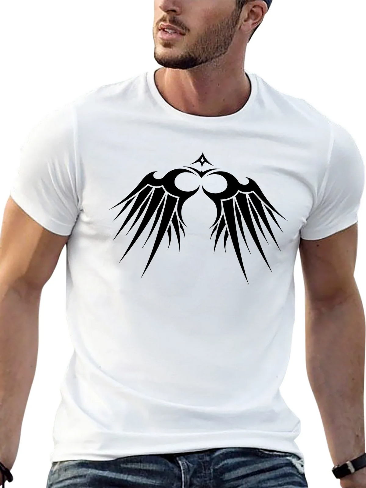Black Graphic Tee - Tribal Wings Design product image 12