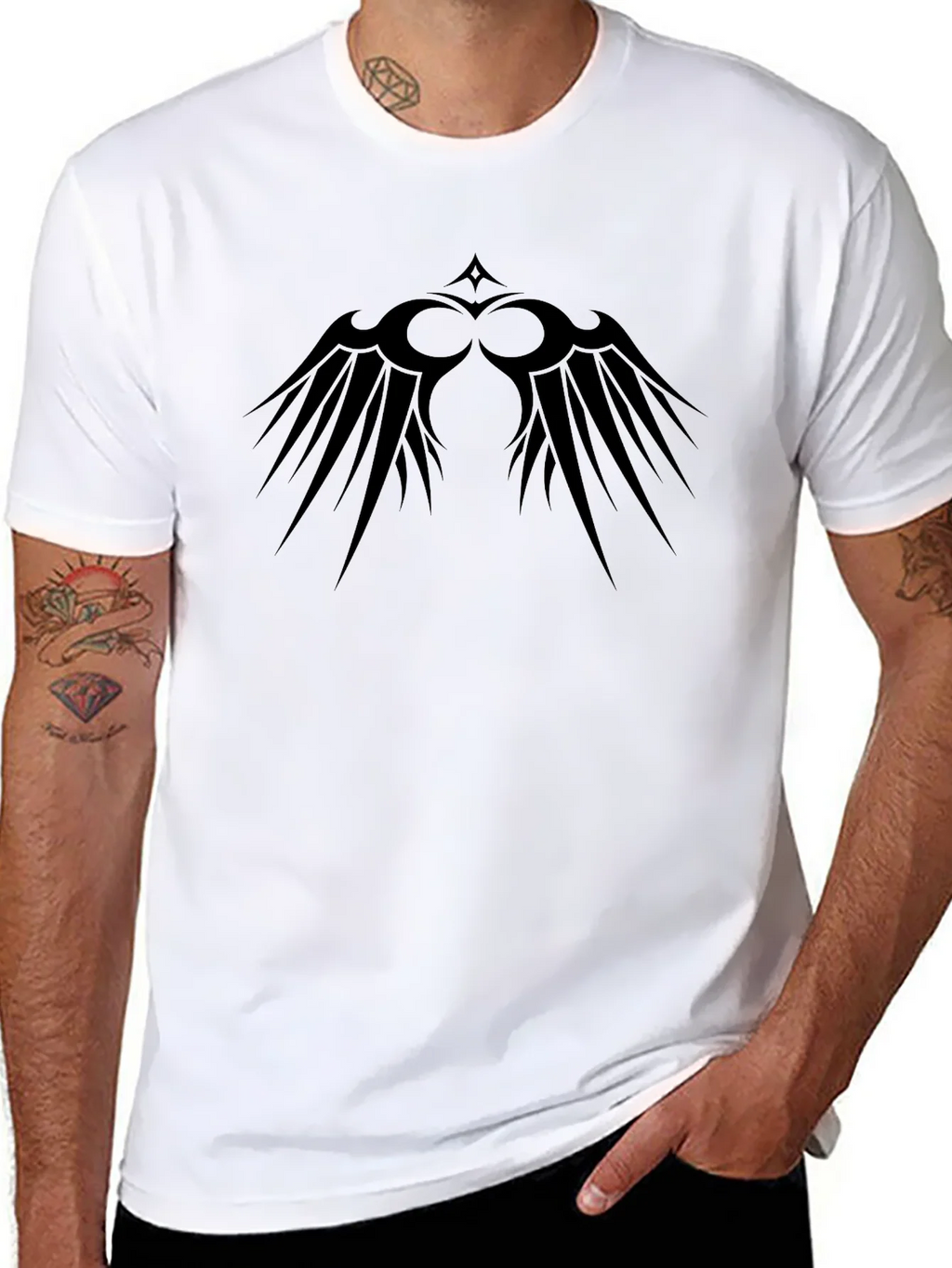 Black Graphic Tee - Tribal Wings Design product image 7