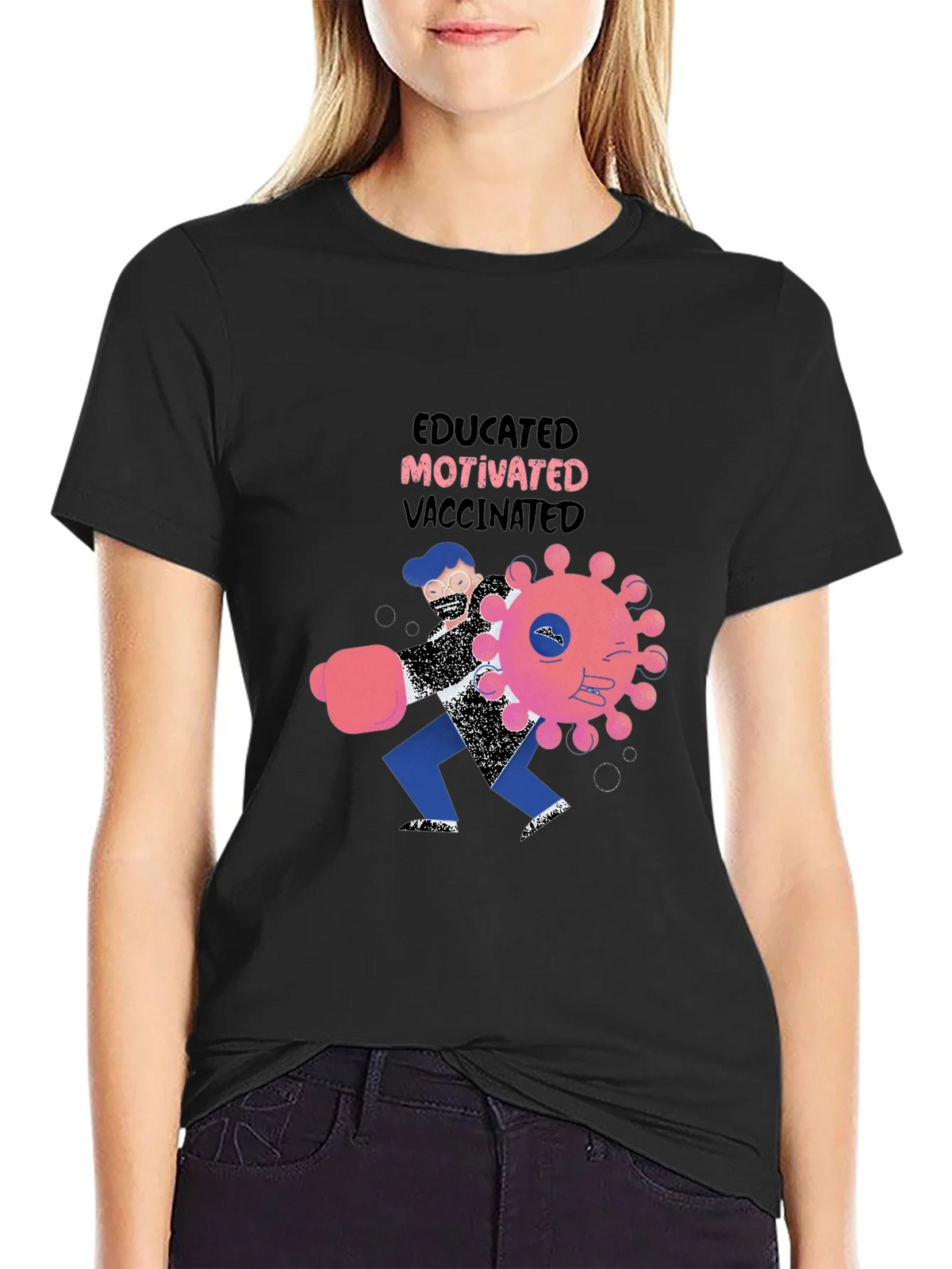 Educated Motivated Vaccinated Graphic T-Shirt product image 2